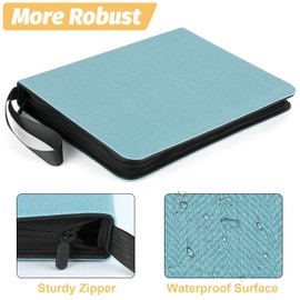 GERMUN 9 Pocket Card Binder, Premium Zip Trading Card Binder, 720 Double Sided Pocket PU Card Collection Binder, Collector Card Album, Card Folder for MTG, TCG, Sports Cards, Game Cards (Lake Blue)