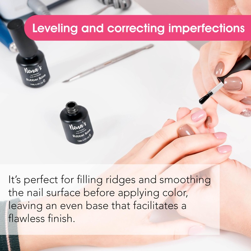 Nena's Elastic RUBBER BASE CRISTAL Coat 15 mL (3-Pack) UV/LED