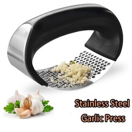 Garlic Press Rocker Stainless Steel Garlic Press Arc Shaped Professional Garlic Crusher Easy to Clean and Press