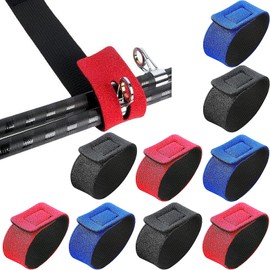 YUTOU Pack of 9 Fishing Rod Straps Elastic Rod Bands Elastic Fishing Rod Belt Ties for Fixed Fishing Rods Gear Strap Spinning Rod Sea Rod Feeder Rod (Black/Red/Blue