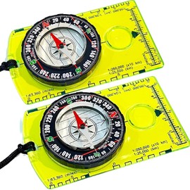 PixiPals 2pcs Orienteering Compass Hiking-Compasses boy Scout Kids- Magnetic Gear Set Navigation map- Brujulas orientacion-Backpacking Camping Hunting Survival. (2 Compasses), Green