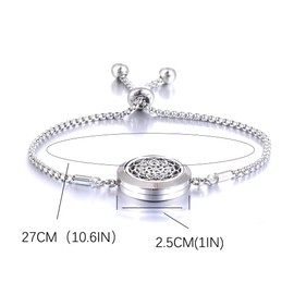 H&PY 2PCS/Lot Stainless Steel Aromatherapy Essential Oil Diffuser Bracelet, Tree of Life Pattern Locket Adjustable Link for Women Gift (B2783-ZH4)