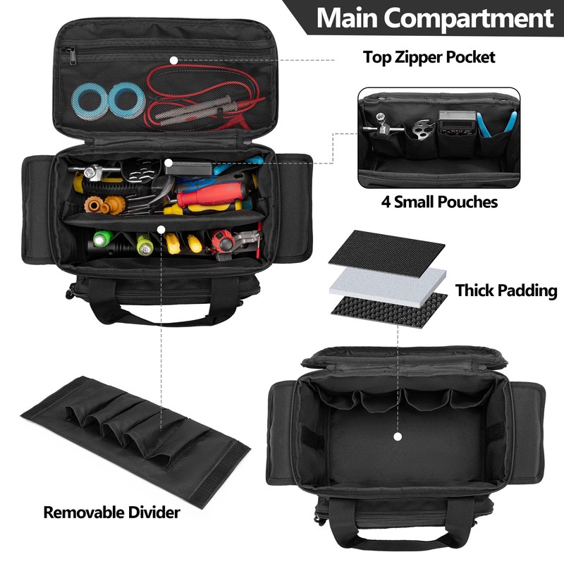 Rexmica Small Tool Bag with Anti-friction and Thick Padded Bottom,