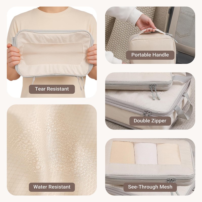 4 Set Lightweight Compression Packing Cubes Travel Organizer for Carry-On