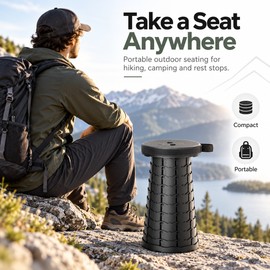Collapsible Camping Stool for Hiking & Commuting – Adjustable Height Portable Seat for Outdoor Activities