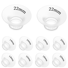 10Pcs Flange Insert 14/16/18/20/22mm*2 Compatible with Momcozy M5/M9/M6/V2 Pro/V2 pro/S12 Pro/S9 Pro/Spectra/Medela/eufy/Elvie/Lansinoh/Paruu P10 Breast Pump,and Most 24mm Shields