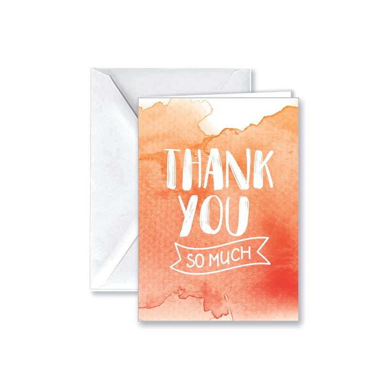 Paper Frenzy Watercolor Appreciation Thank You Note Cards and White