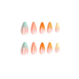 24pcs Glossy Colorful Press On Nails with Vibrant Design Shine Acrylic Nails Bold Colors Chic Glossy Finish Easy Glue On Perfect For Parties Daily Wear Reusable and Salon Free