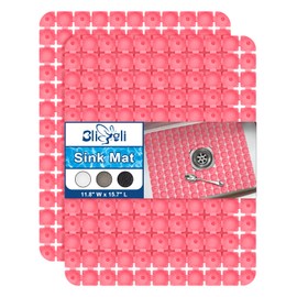 Bligli PVC Sink Protectors, 2 Pack, 15.7x11.8 inches for Stainless/Ceramic Sinks, Drain Mats, Red