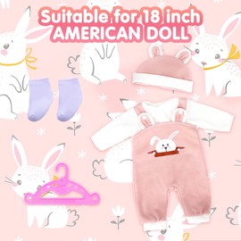 Baby Doll Clothes for 14-18 Inch Doll 35-45cm Baby Doll Clothes Outfits Sweet Baby Doll Outfits Long Sleeve Overalls with Hanger Socks Hat for Born Baby Doll
