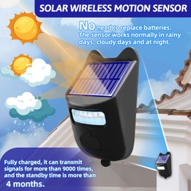 Chesbung Solar Driveway Alarms Wireless Outside Weatherproof Motion Sensor & Detector for 1000ft Long Range, No Need Replace Batteries Security Car Alert System Monitor and Gate Alarm System