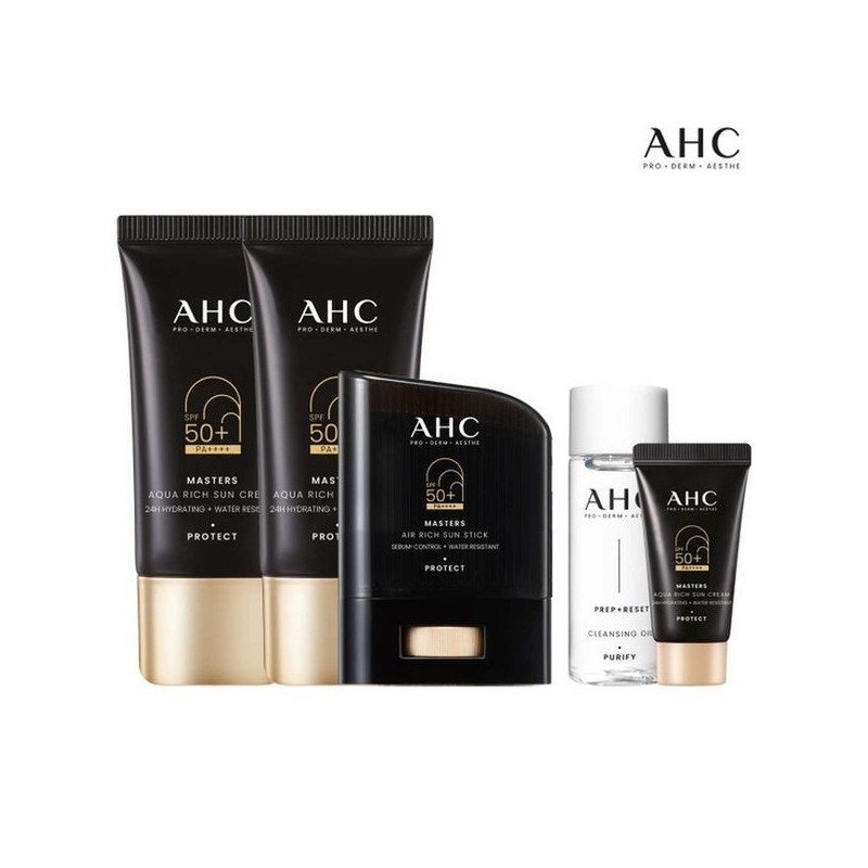 ahc 마스터즈 아쿠아리치 선크림 듀오세트 30ml+에어리치 선스틱 14g+(GIFT)프로샷 세럼 5ml