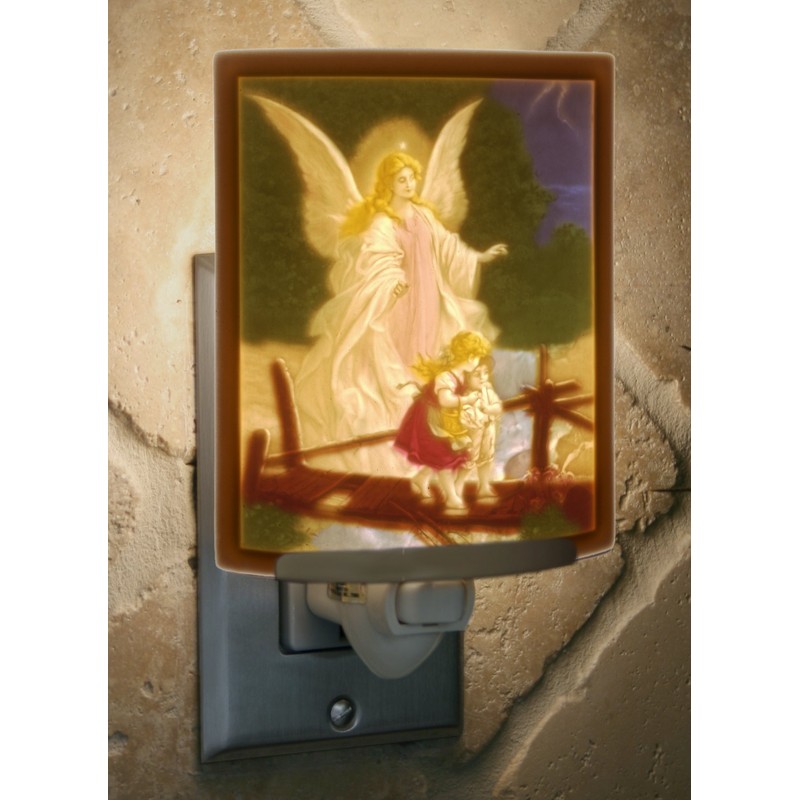 Angel at The Bridge Colored Porcelain Lithophane Night Light