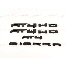 GM OVERLAYS! Gloss Black GMC Sierra 2500HD 3500HD AT4 Letters & Front, Rear