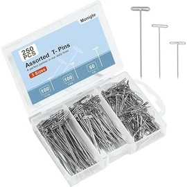 250Pcs T Pins, 1inch /1.5inch/ 2 inch T-Pins,Stainless Steel T Pins for Wigs, Blocking Pins, Wig Pins for Foam Head,Sewing Pins, Craft, Quilting and Blocking Knitting,T Pins for Office Wall
