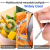 Phowedaer Portable Titanium Toothpicks,Retractable Toothpicks Reusable Pocket Metal Toothpick with