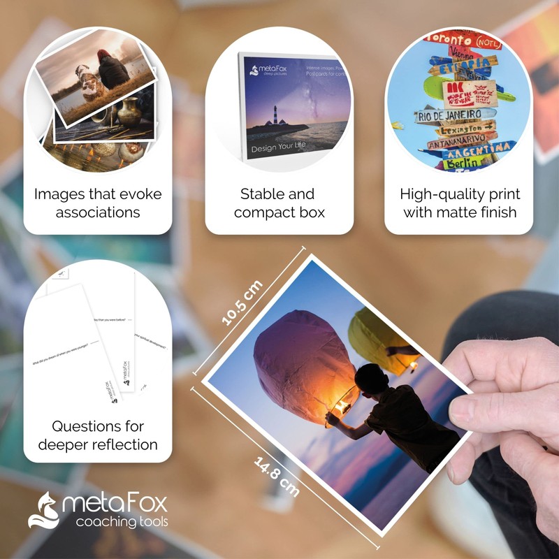 metaFox Life Design Postcards Pack 52 Cards for Coaching &