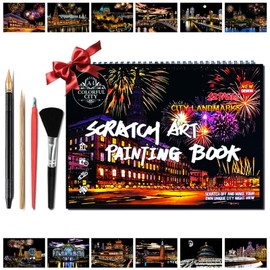 Scratch Art Book for Adults,Scratch Painting Foil for Adults，Scratch and Sketch City Landmarks Books,Colorful City Series Scratch Art 12 Pas by Iskueal(Timbuktu Parliament and City Center)