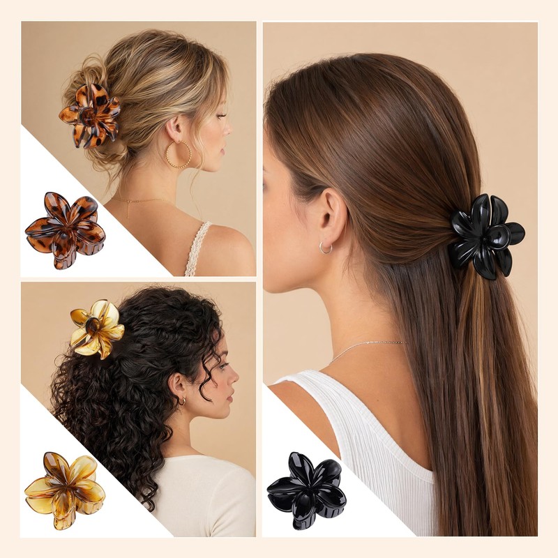 6 Pcs Flower Hair Clips for Women, Hawaiian Hibiscus Plumeria