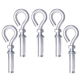 5 Pack 304 Stainless Steel Heavy Duty Eyebolt Anchors, M10 Concrete Wall Anchors with Ring, Expansion Eyebolt Fasteners for Hanging & Lifting in Concrete/Masonry