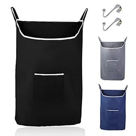 Fine Living Hanging Laundry Hamper with Over Door Hooks, Durable Space Saving Laundry Bag with Zipper and Wide Open Top, X-Large Machine Washable Hanging Dorm Laundry Hamper