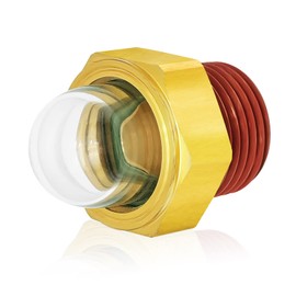 Domed Oil Sight Glass, 3/4'' NPT Hex Head Oil Sight Glass, Brass Bulls Eye Sight Glass Liquid Level Gauge Oil Indicator Window for Air Compressor Gearbox Tank