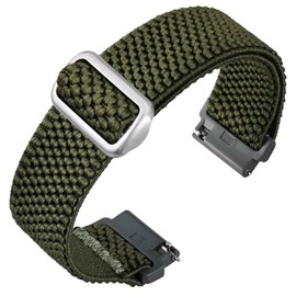 ANNEFIT Stretchy Nylon Watch Band for Men Women, Adjustable Elastic Watch Straps with Quick Release, Replacement Wristband 22mm (Army Green)