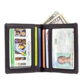Big Skinny Metro Bi-Fold Slim Wallet, Holds Up to 20 Cards, Black