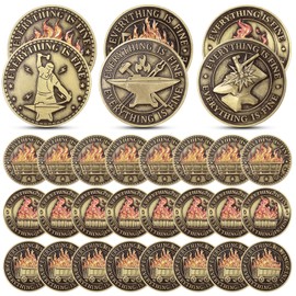 Landical 24 Pcs Dumpster Fire Challenge Coin Sets Christmas Employee Appreciation Gifts Dumpster Fire Desk Accessories Double Sided Hilarious Medallion for Staff Coworker Teacher Xmas Gifts(Gold)