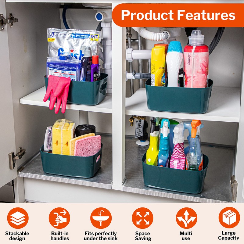 Stackzy Plastic Storage Baskets for Shelves – Strong Storage Boxes