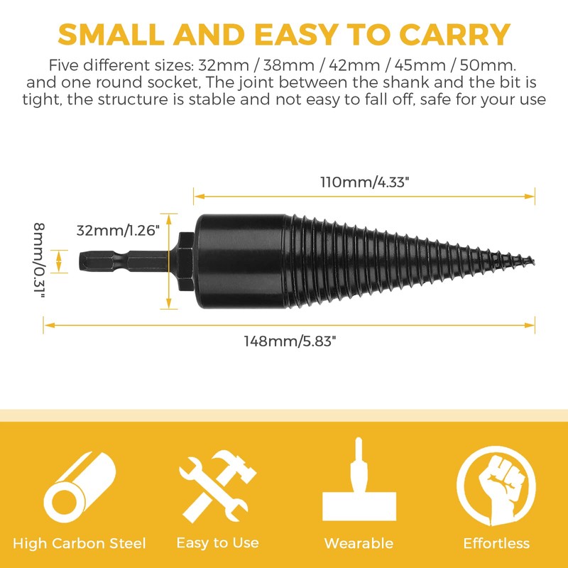 IUIBMI Wood Splitting Drill Bit Duty Removable Firewood Log Splitter