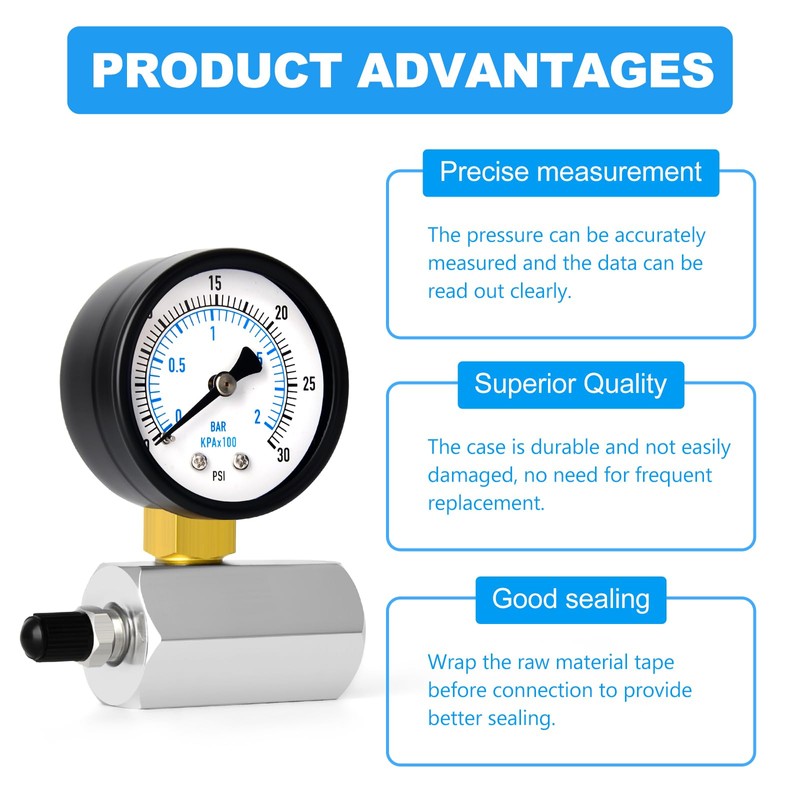 ERGAOBOY 0-2 bar (0-30 Psi) 2 inch steel pressure gauge