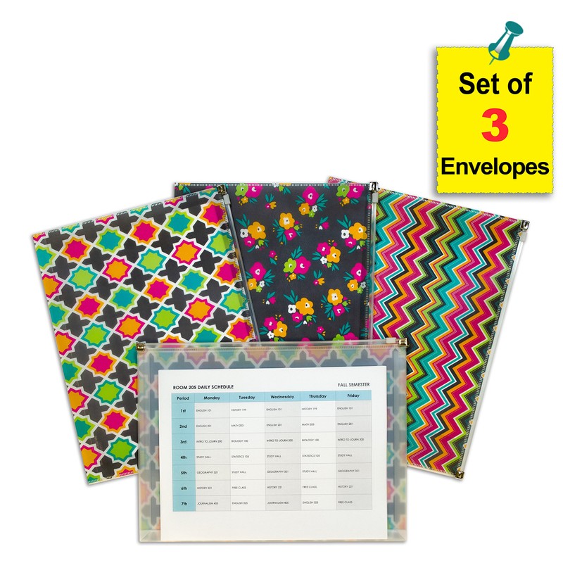 C-Line Zip 'N Go Reusable Poly Envelope, Bold Basics Design,