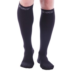 Doc Miller Closed Toe Compression Socks 15-20mmHg Support Graduated Circulation Varicose Veins Shin Splints Edema Maternity Stockings DVT Travel (Black, XXL)