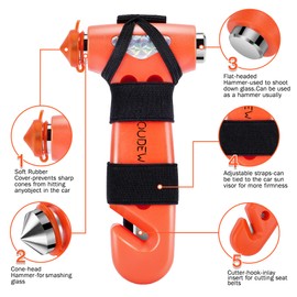 OUDEW Safety Hammer Cute, Multifunctional Car Escape Tool with Seat Belt Cutter & Window Breaker, Emergency Escape Hammer