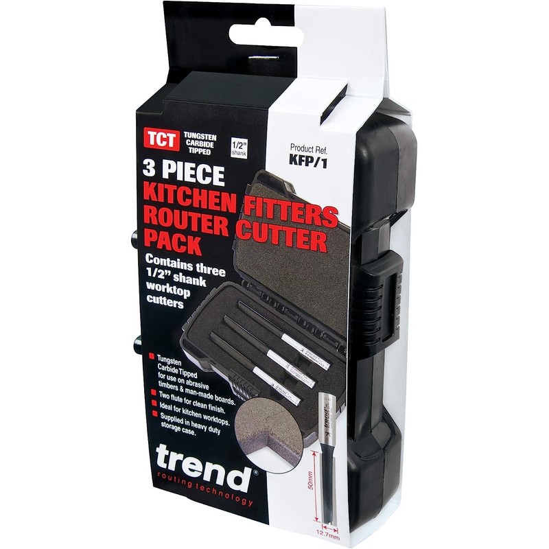 Trend Professional Worktop Router Bit Set, 1/2" Shank, 12.7mm Cutting