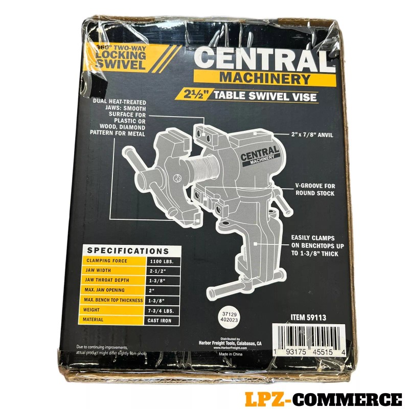 Central Machinery 2 1/2" Table Top Swivel Vise Clamp On