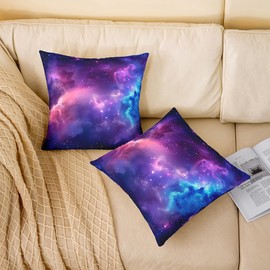 Homemissing Galaxy Reversible Throw Pillow Covers 40x40cm Nebulae Pillow Covers Home Decor Outer Space Square Cushion Covers Set of 1 3D Printed Space Throw Pillowcases Universe Cloud Galaxy