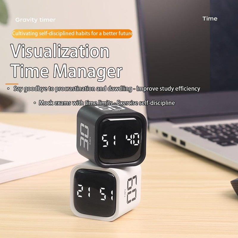 EooCoo Stylish Digital Timer, Creative Cube Rotation Timer 5/10/30/60 Minutes,