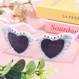 Vovii 30th Birthday Sunglasses for 30th Birthday Party Decorations for Women, Hello Thirty Glasses for Bday Dress Outfit Deocr Accessories Gifts