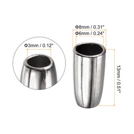 sourcing map 20Pcs Metal Bell Stopper, 3mm Conical Cord Ends Lock Rope Fastener End Stopper for Drawstring Lanyard Backpack Bag DIY, Silver