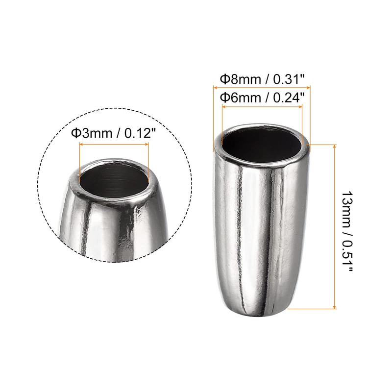 sourcing map 20Pcs Metal Bell Stopper, 3mm Conical Cord Ends