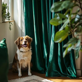 Lazzzy Green Velvet Curtains 108 Inch Length Blackout Pinch Pleated Room Darkening Drapes Luxury Back Tab Thermal Treatments for Bedroom Living Room 2 Panels, 52 x 108 Inch, Emerald Green