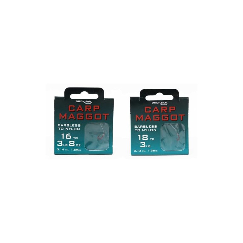 Drennan Carp Maggot Hooks To Nylon Barbless 20 To 3lb