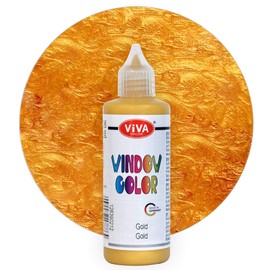 Viva Decor Window Colour (Gold, 90 ml) Window Paints for Removable Pictures and Stickers for Decoration, Mirrors, Tiles, Vases and Windows - Made in Germany