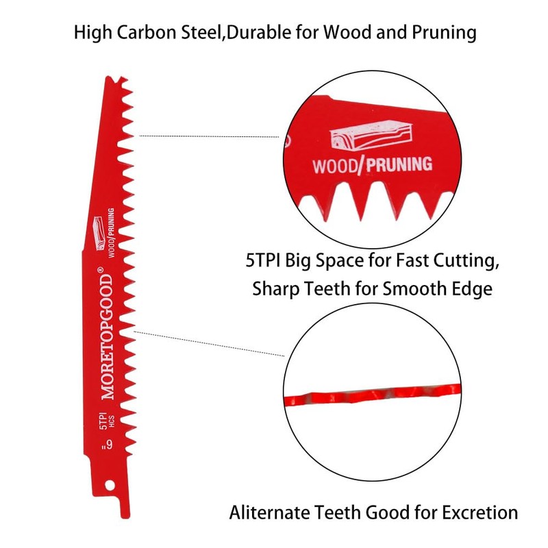 MORETOPGOOD Wood Pruning Reciprocating Saw Blades,6 Inch Saw Blades for