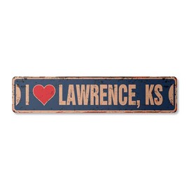 I Love Lawrence Kansas Vintage Plastic Street Sign ks City State us Wall Road décor Gift | Indoor/Outdoor | 24" Wide
