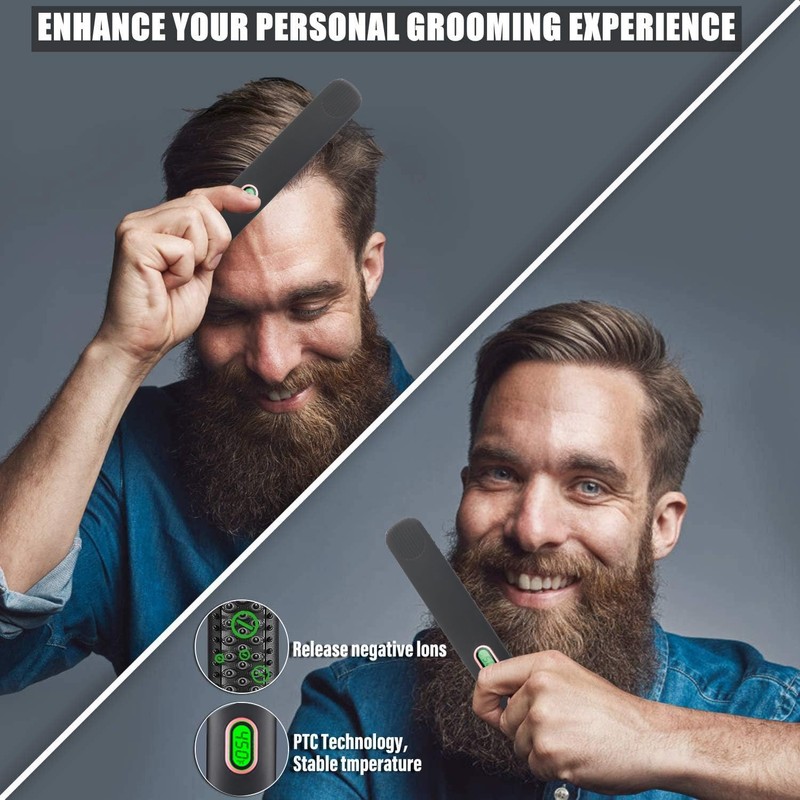 ​​BenRich Beard Straightener for Men, Professional Heated Straightening Comb with