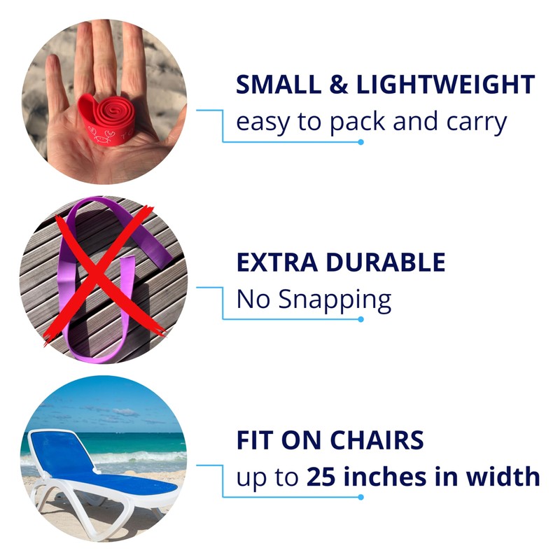 Towel Bands (6-Pack), Beach Pool & Cruise Chairs, Extra Durable,