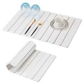 Large Stone Dish Drying Mat for Kitchen Counter, Quick Dry Stone Bath Mats for Bathroom, Foldable Ultra Absorbent Diatomaceous Earth Mat for Dishes Bottles Cups, Match Any Countertop, 23.23'' x 15.4''